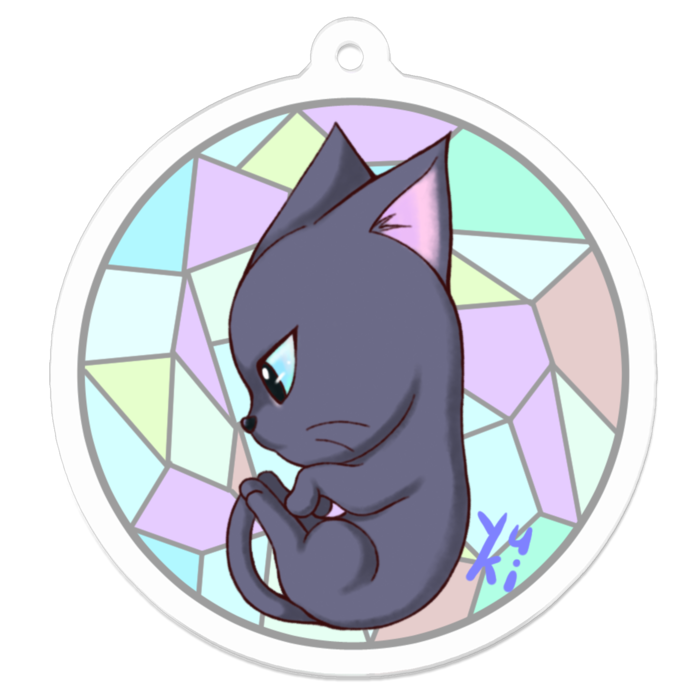 ステンドグラスとねこ - 50 x 50 (mm)