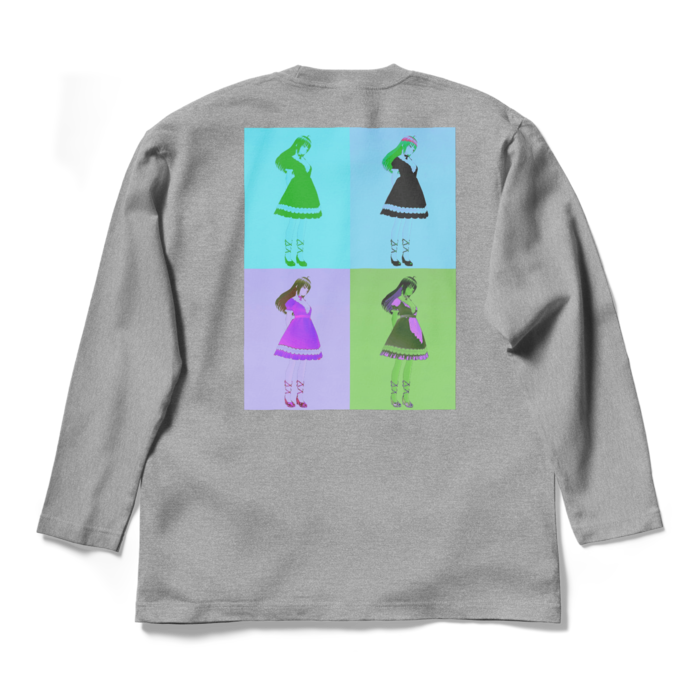 灰ロングスリーブTシャツ - L - (青模様)