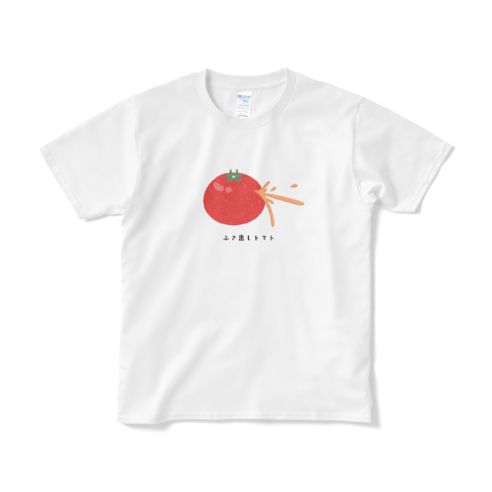 ふき出しトマト（文字あり）Tシャツ - S - ホワイト