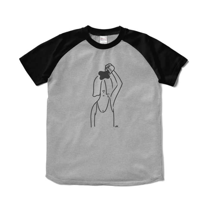 ラグランTシャツ - S - 杢グレー×ブラック