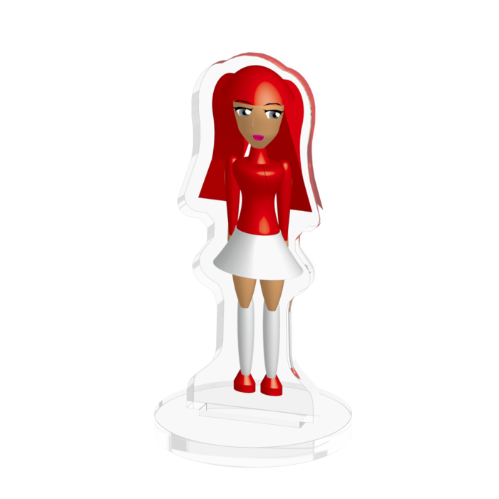 赤い服の女の子アクリルフィギュア - 50x50mm(2)