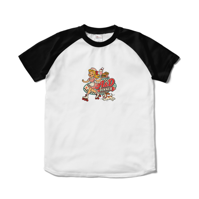 ラグランTシャツ - S - ホワイト×ブラック