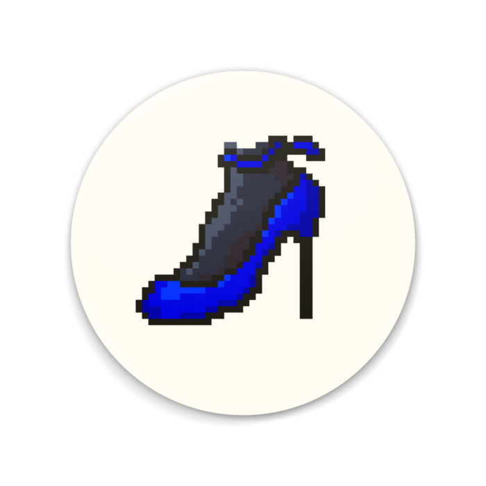 「ハイヒール（青色）」　缶ミラー - 75mm