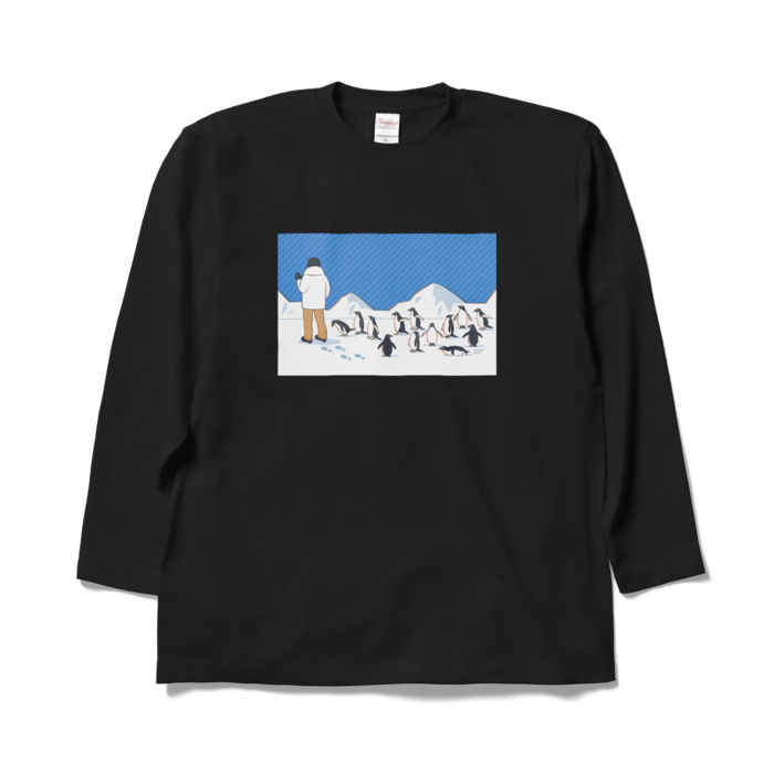 ロングスリーブTシャツ　青色×黒色　XL