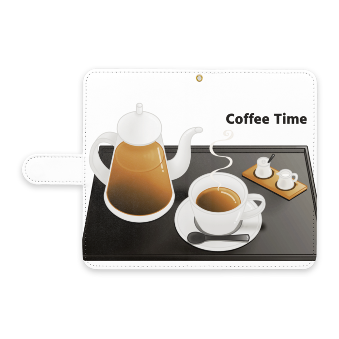 手帳型Androidケース　ストラップ穴あり　白色　L（大）