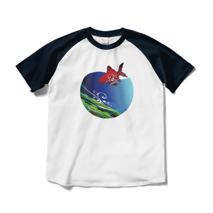 ラグランTシャツ - M - ホワイト×ネイビー