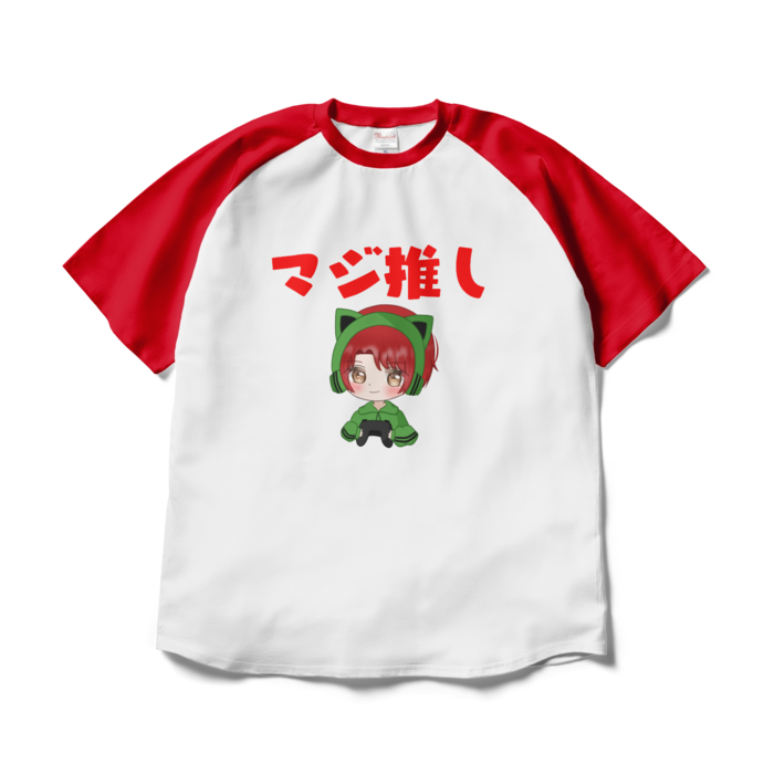 ラグランTシャツ - XL - ホワイト×レッド