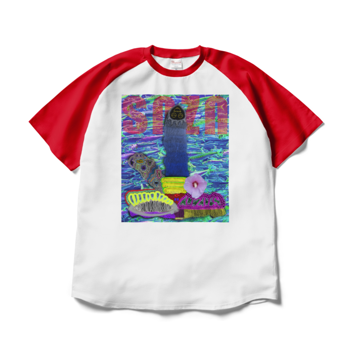 ラグランTシャツ - XL - ホワイト×レッド