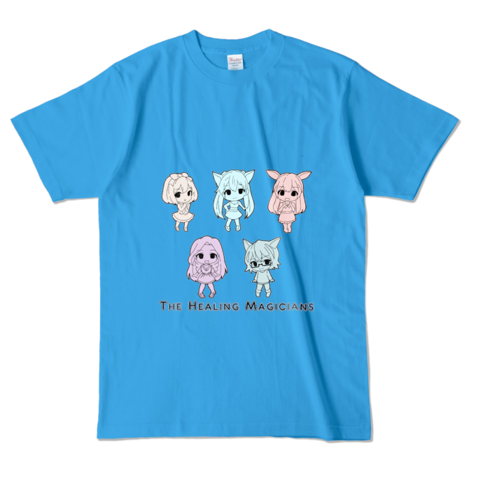 カラーTシャツ - L - ターコイズ／モノトーン柄
