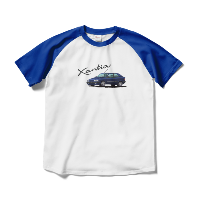 ラグランTシャツ - M - ホワイト×ロイヤルブルー