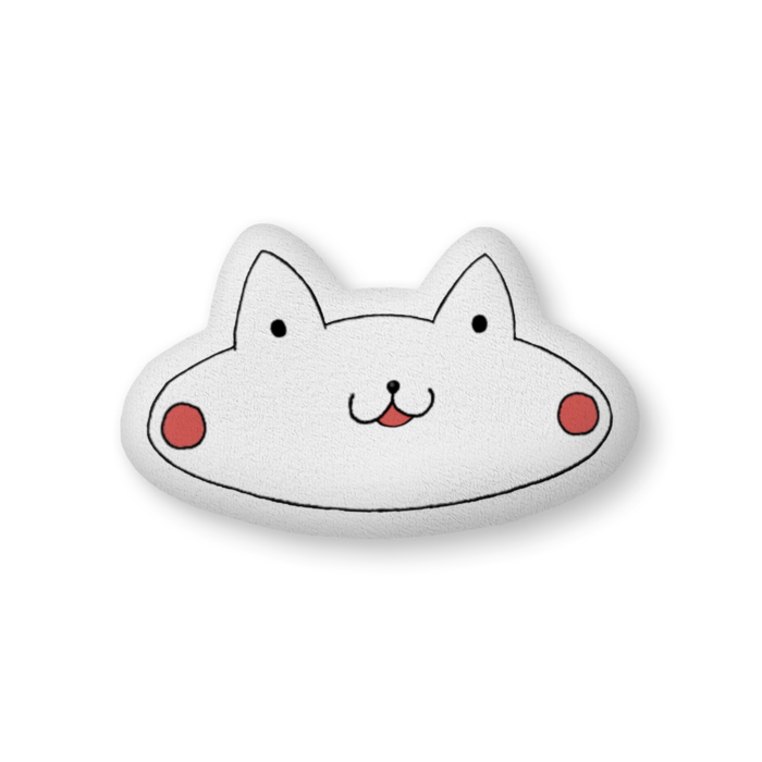 ふかふかクッション中（H36×W56cm） - 表：Tねこ(口半開き)/裏：ロゴ