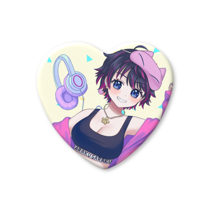 ハート缶バッジ - 57 × 52.5mm