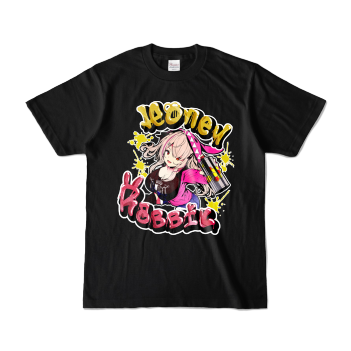 はにーらびっとTシャツ【ビビットカラーver】 - S - ブラック (濃色)