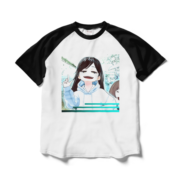 ラグランTシャツ - L - ホワイト×ブラック