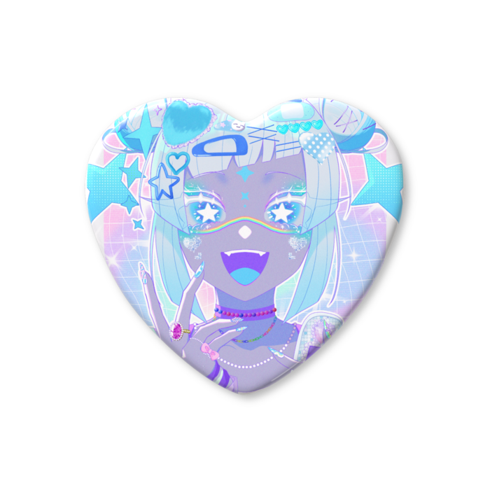 ハート缶バッジ - 52.5 × 57mm