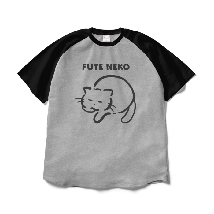 ラグランTシャツ - XL - 杢グレー×ブラック