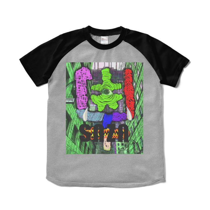 ラグランTシャツ - S - 杢グレー×ブラック
