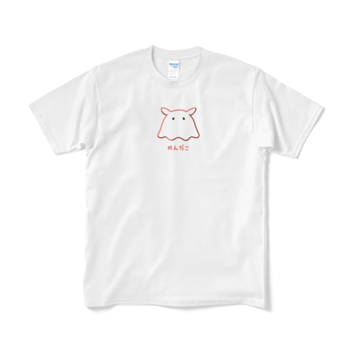 めんだこ（線画ピンク／文字あり）Tシャツ - M - ホワイト