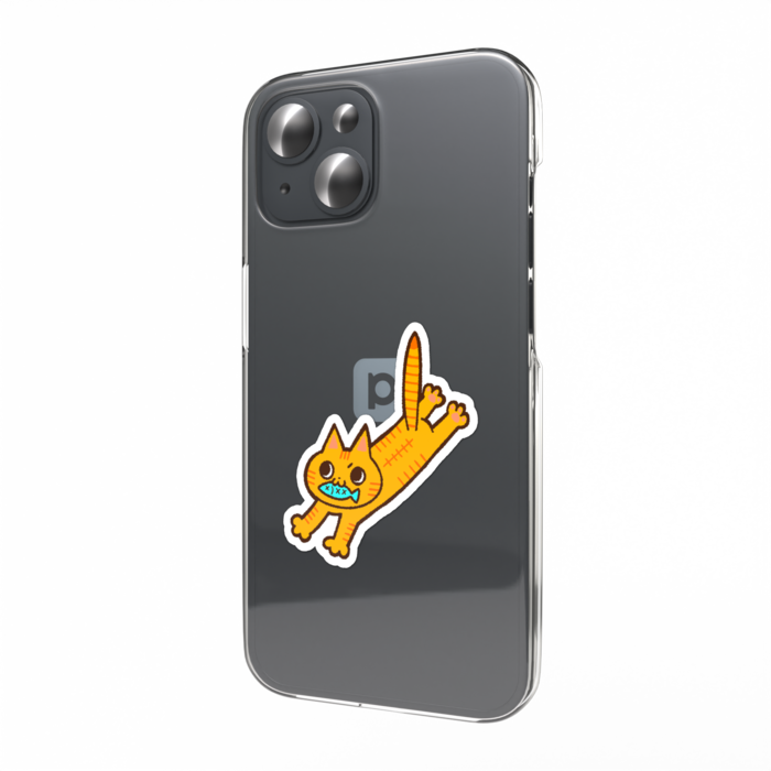 お魚くわえてスマホステッカー - 縦
