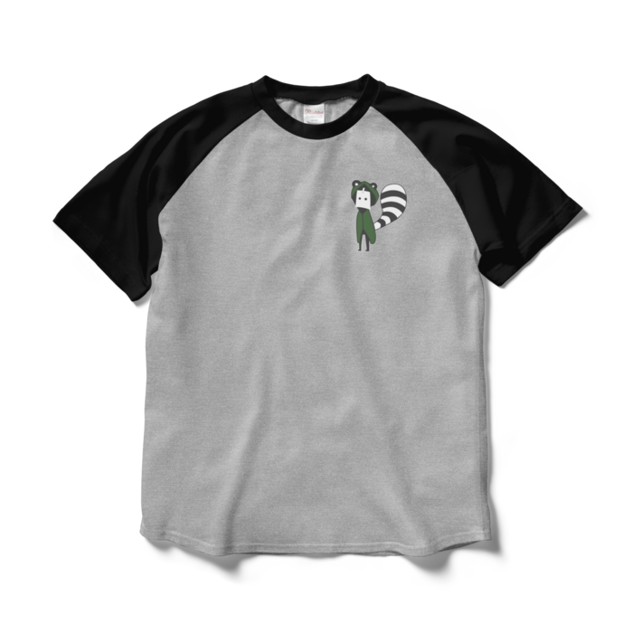 ラグランTシャツ - L - 杢グレー×ブラック