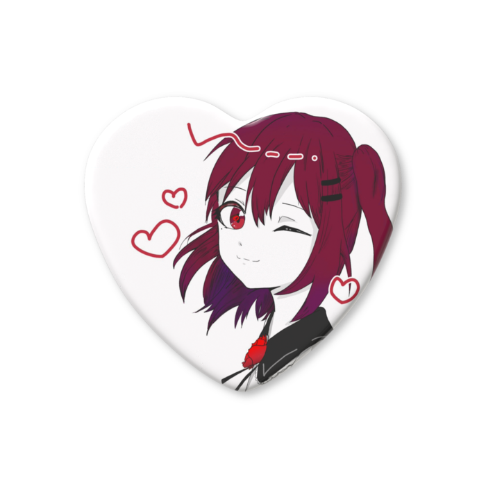 ハート缶バッジ - 57 × 52.5mm