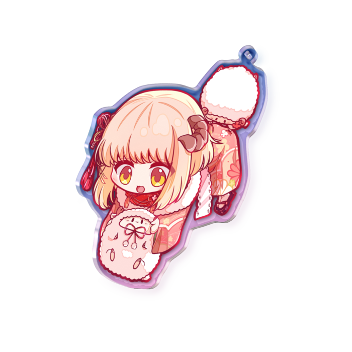 ぷらぷらひつじ - 100 × 100mm