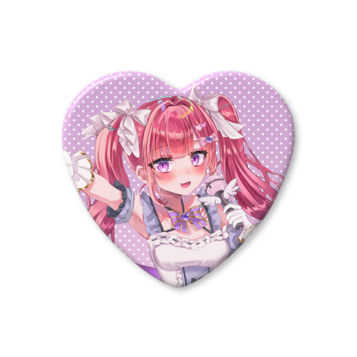ハート缶バッジ - 57 × 52.5mm