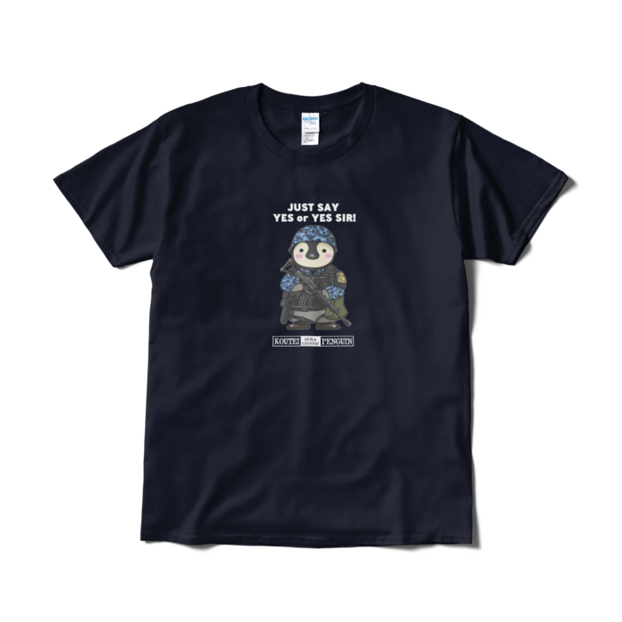 肯定しかさせないペンギンTシャツ - L - ネイビー
