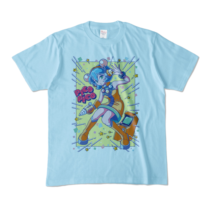 80sレトロポップ「ピコナ」TシャツTシャツ - M - ライトブルー (淡色)