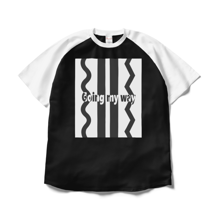 ラグランTシャツ - XL - ブラック×ホワイト
