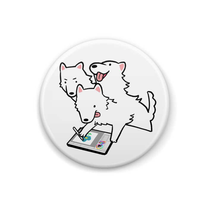 缶バッジ - 32mm白いイヌ