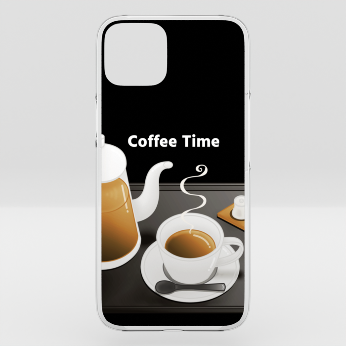 クリアiPhoneケース　珈琲×黒背景　iPhone 15Plus