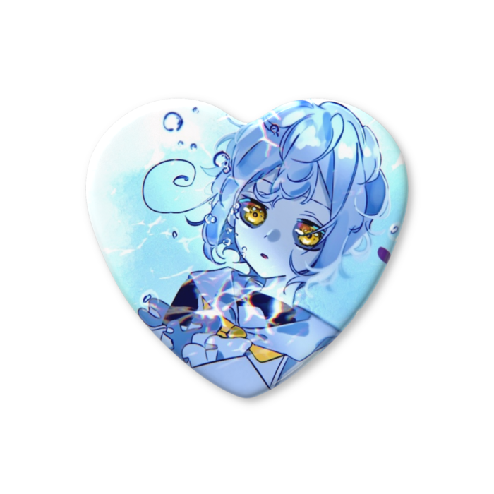 ハート缶バッジ - 海中