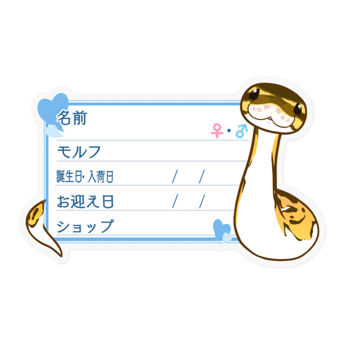 【🐍お名前ステッカー】ボールパイソン(パイボール) ‐ハート/ブルー