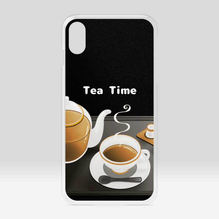 クリアiPhoneケース　紅茶×黒背景　iPhone XSMax