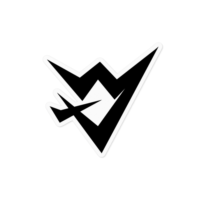 デン猫新ロゴステッカー黒(ホワイト) - 100 x 100 (mm)