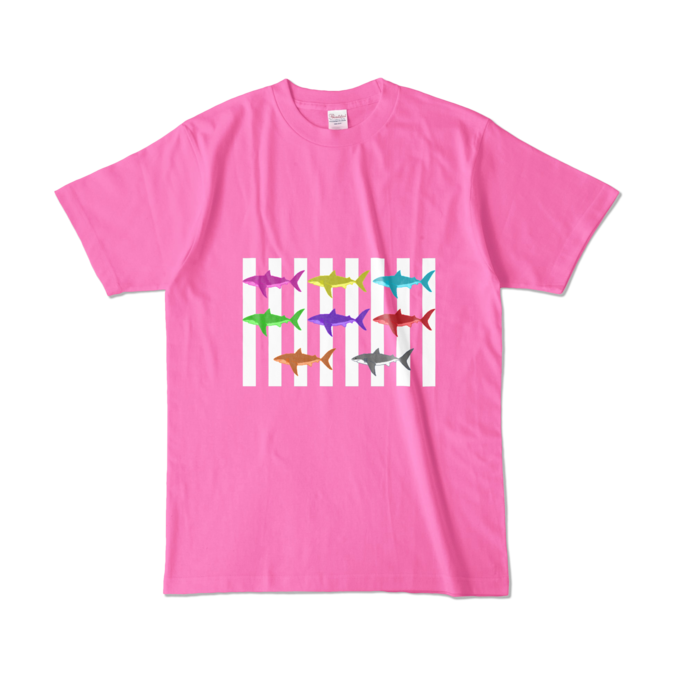 (ホワイト)カラーTシャツ - L - ピンク (濃色)(4)