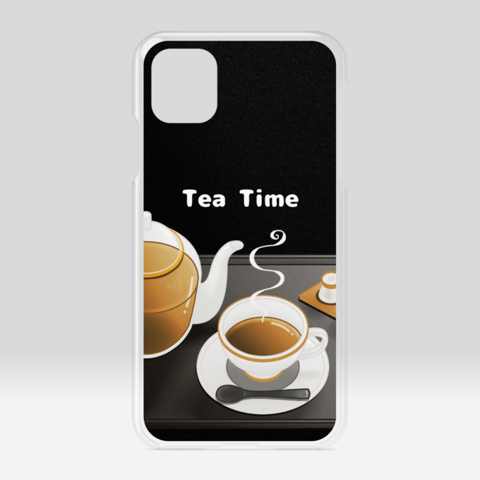 クリアiPhoneケース　紅茶×黒背景　iPhone 11