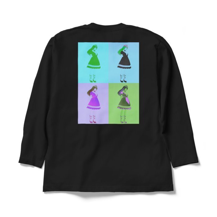 黒ロングスリーブTシャツ - XL - (青模様)