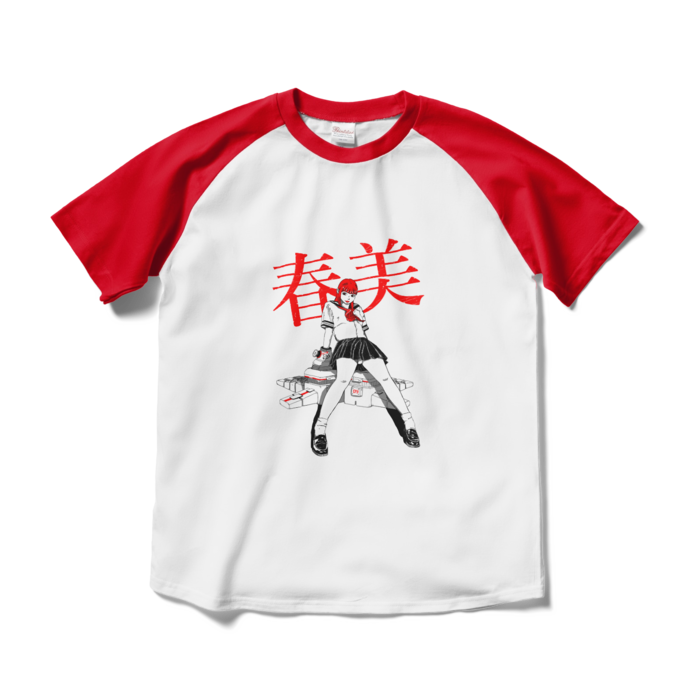 ラグランTシャツ - M - ホワイト×レッド