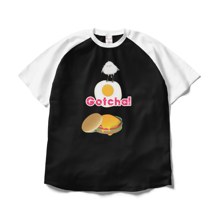 ラグランTシャツ - XL - ブラック×ホワイト