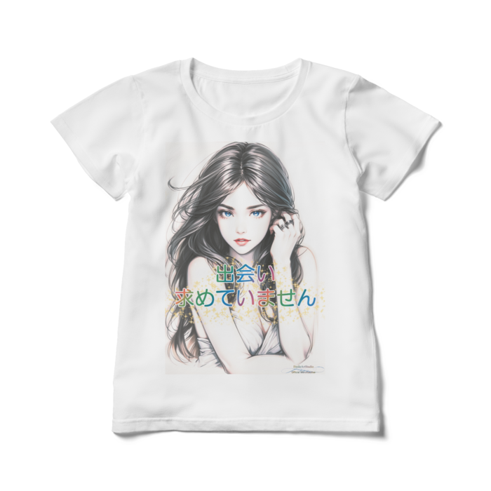 (両面プリント)男よけナンパ除けTシャツ「出会い求めていません」Elegant Woman / Dream Woman レディースTシャツ - L(製品への表記はWL) - 白