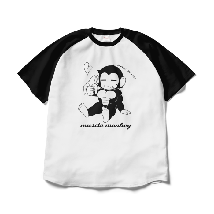 ラグランTシャツ - XL - ホワイト×ブラック