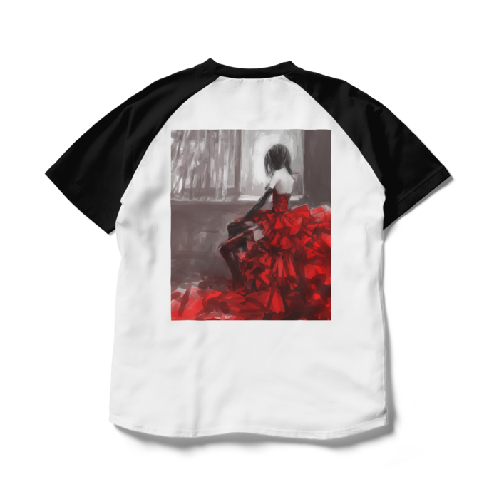 ラグランTシャツ - L - ホワイト×ブラック(1)