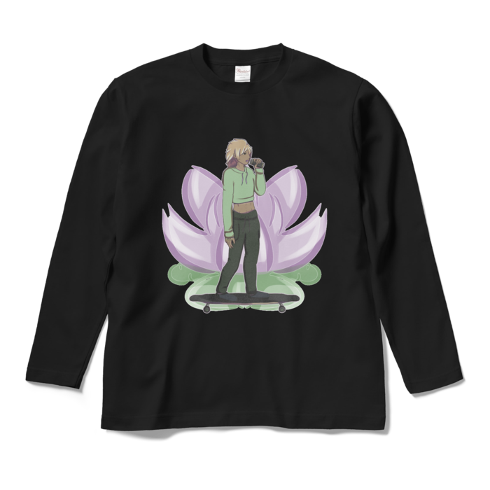 ロングスリーブTシャツ - M - ブラック　背景付き