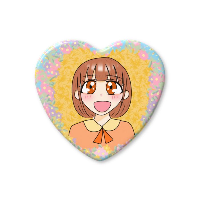 ハート缶バッジ - 52.5 × 57mm