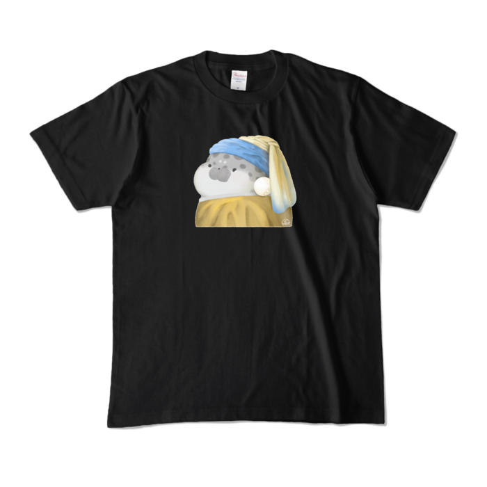 あざらし（グレー）カラーTシャツ - M - ブラック (濃色)(1)