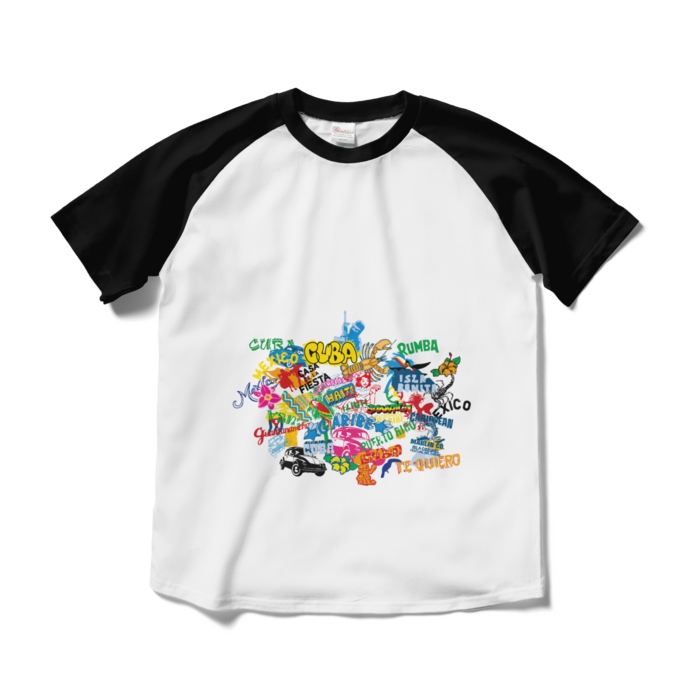 ラグランTシャツ - M - ホワイト×ブラック