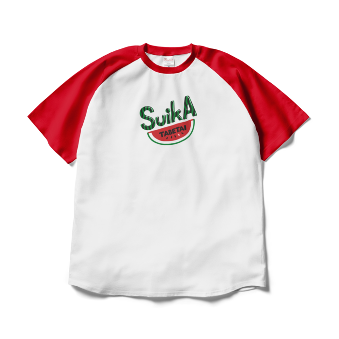 ラグランTシャツ - XL - ホワイト×レッド