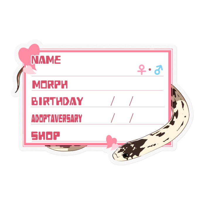 【🐍お名前ステッカー】カリキン(バナナ) ‐ ハート／ピンク(英語)